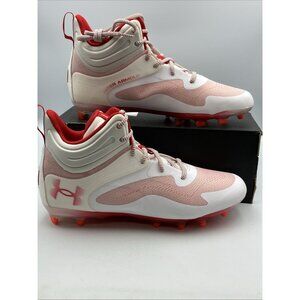 Under Armour Command MC Mid Lacrosse Cleats Men Size 11.5 White Red 3025639-101